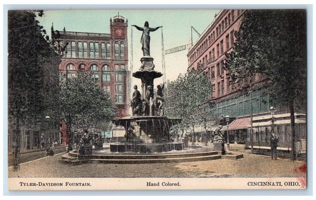 1909 Tyler-Davidson Fountain Sculpture Statue Exterior Cincinnati Ohio Postcard