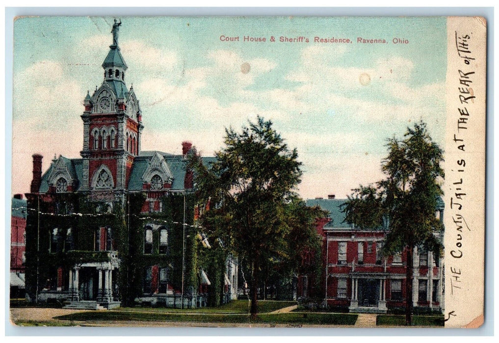 1910 Court House Sheriff's Residence Exterior Building Ravenna Ohio OH Postcard