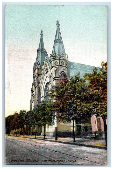 1911 First Presbyterian Church Chapel Exterior Road Steubenville Ohio Postcard