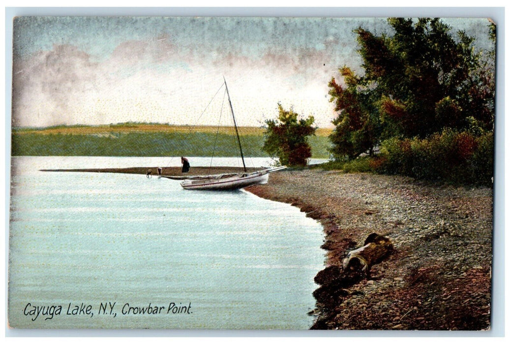 c1905 View Of Crobar Point Boat Cayuga Lake New York NY Antique Postcard