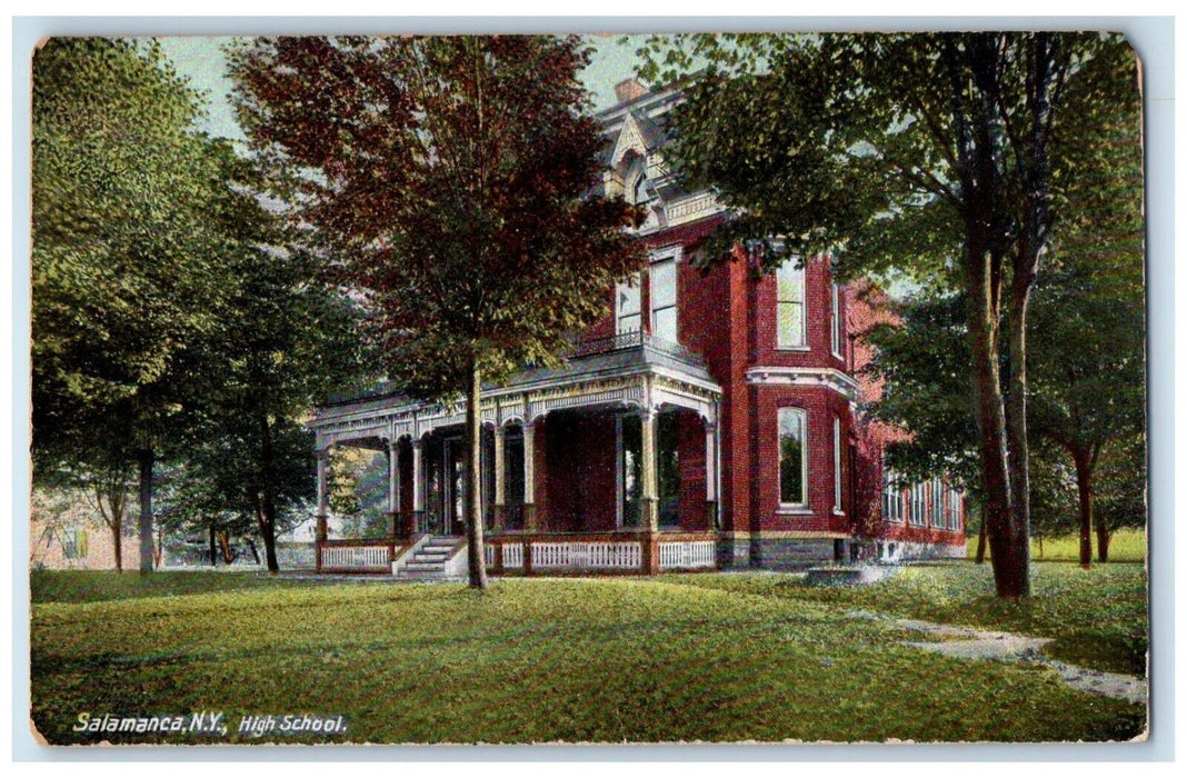 1910 High School Building Campus Salamanca New York NY Posted Antique Postcard