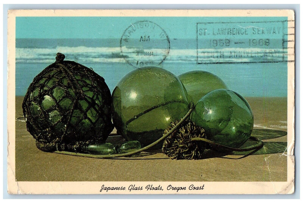 1969 Japanese Glass Floats Oregon Coast Fisherman Nets Beachbombers OR Postcard