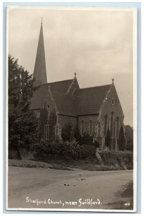 c1920's Shalford Church Steeple View Near Guildford England RPPC Photo Postcard