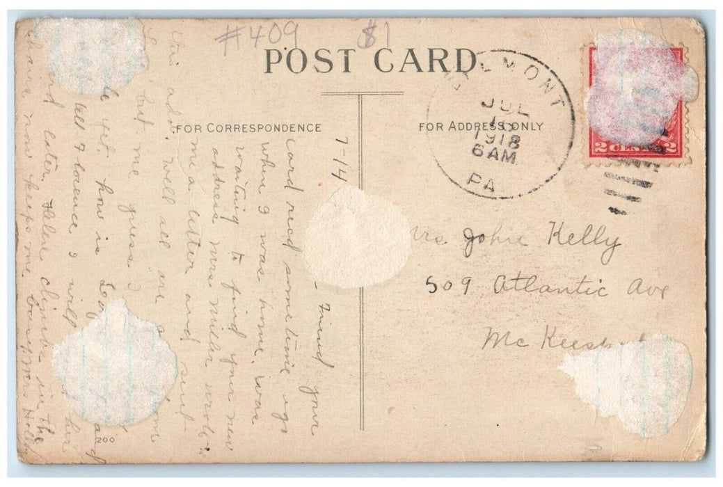 1918 Greetings From Delmont Pennsylvania PA Rock Bridge Vintage Antique Postcard