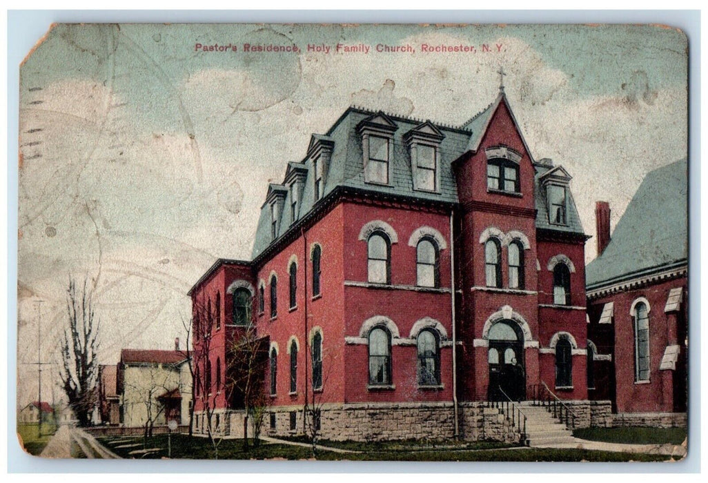 1911 Pastor's Residence Holy Family Church Rochester New York NY Postcard