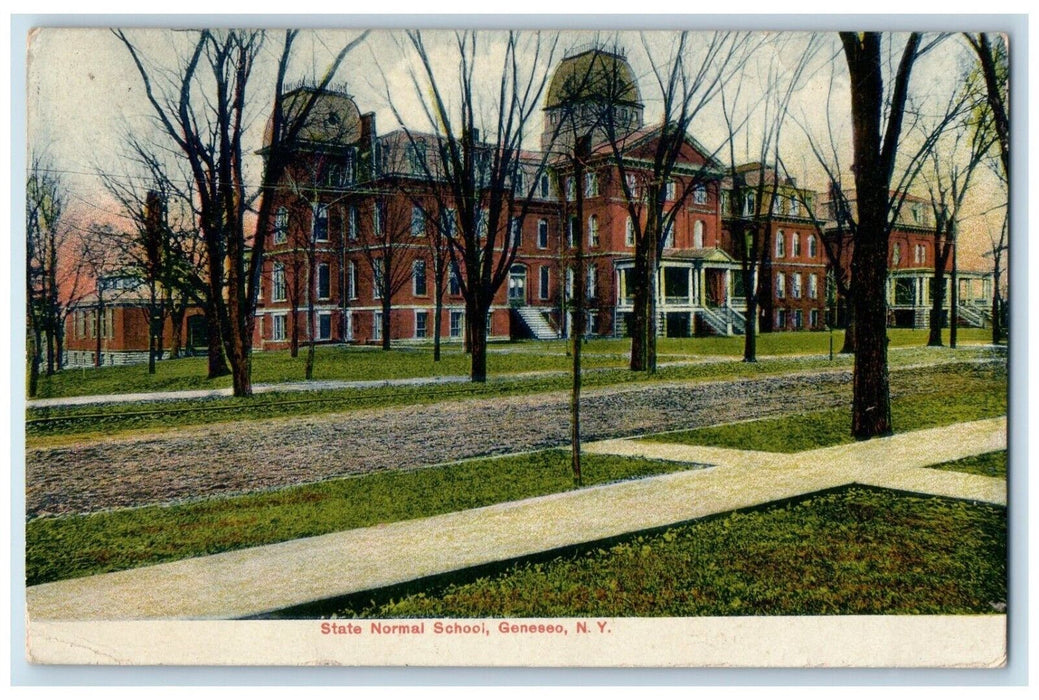 1907 State Normal School Building Campus Geneseo New York NY Antique Postcard