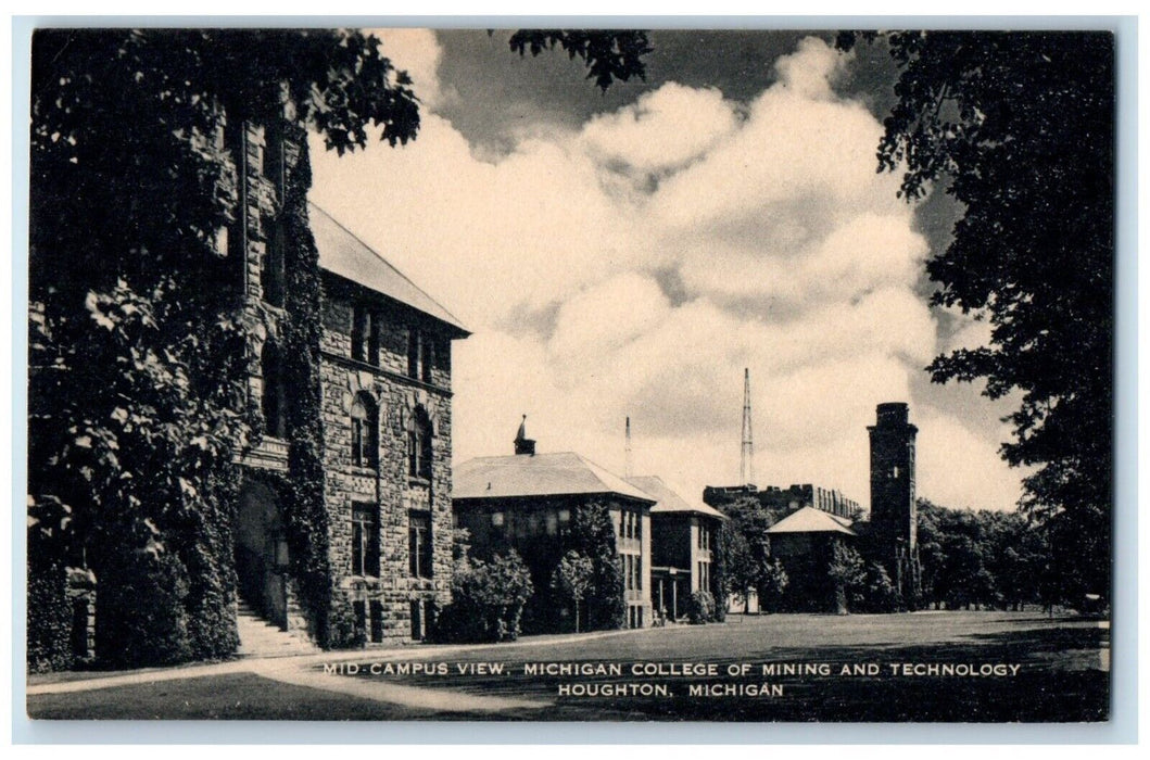 c1940 Mid Campus View Michigan College Mining Houghton Michigan Artvue Postcard