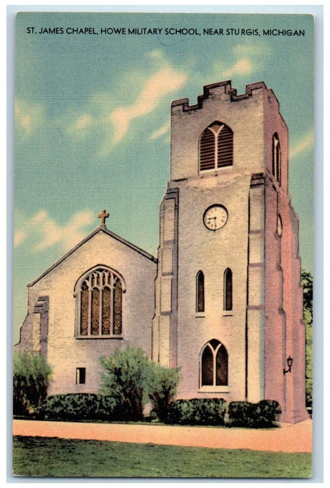 c1940 St. James Chapel Howe Military School Field Near Sturgis Michigan Postcard