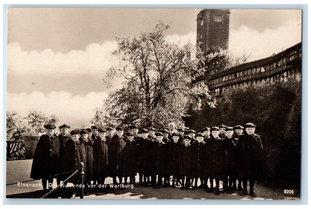 c1930's Boy Carolers Wartburg Scene Eisenach Germany RPPC Unposted Postcard