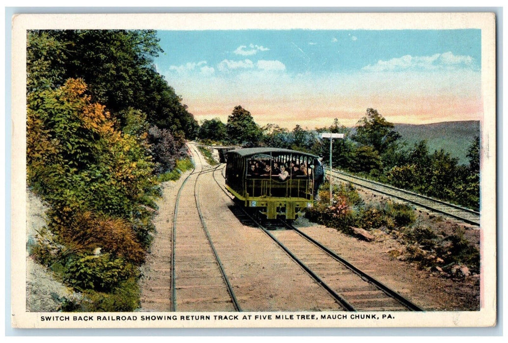1920 Switch Back Railroad Showing Return Track Mauch Chunk Pennsylvania Postcard