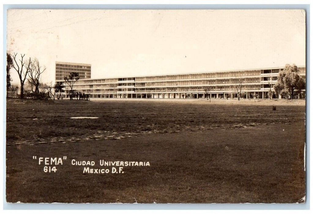 c1950's Ciudad University Fema View Mexico RPPC Photo Posted Postcard