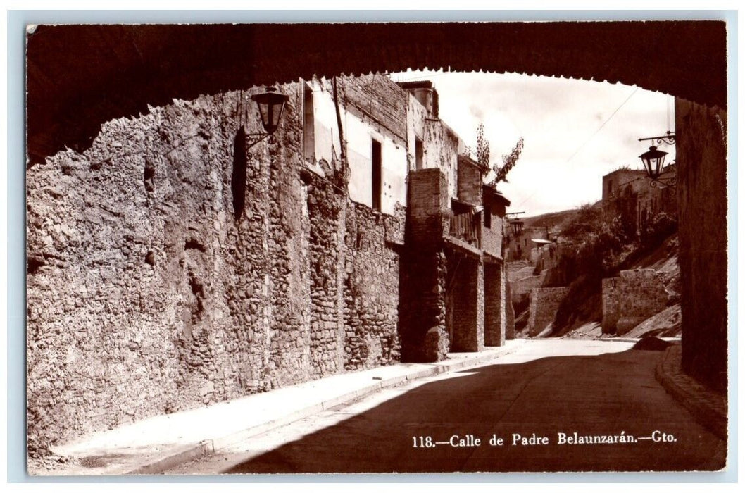 1952 Calle de Padre Belaunzaran View Guanajuato Mexico RPPC Photo Postcard