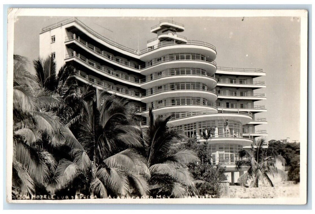 1950 Hotel Club De Pesca Beach View Acapulco Mexico RPPC Photo Postcard