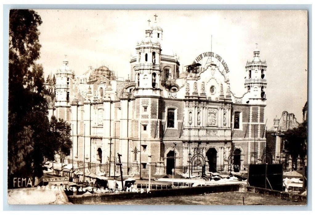 c1950's Basilica of Our Lady of Guadalupe View Mexico City RPPC Photo Postcard