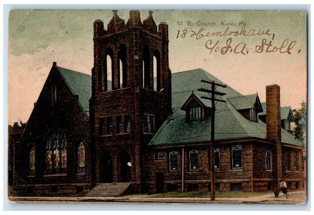 1908 Methodist Episcopal Church Kane Pennsylvania PA Vintage Antique Postcard