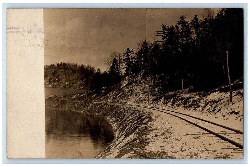 1911 Railroad Train Track Scene Near Battenville New York NY RPPC Photo Postcard