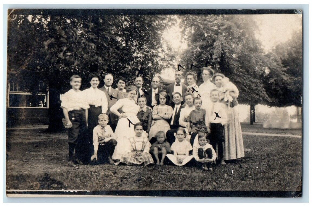 1911 Men Women Boys Girls Baby Family View Toledo Ohio OH RPPC Photo Postcard