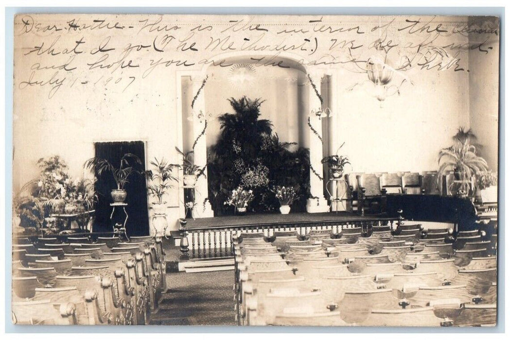 c1906 Methodist Church Interior View Sussex NJ RPPC Photo Posted Postcard