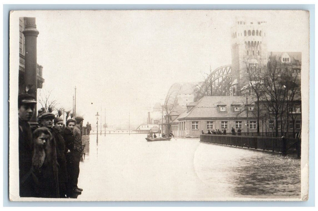 1920 Hohenzollern Bridge Rhine River View Cologne Germany RPPC Photo Postcard