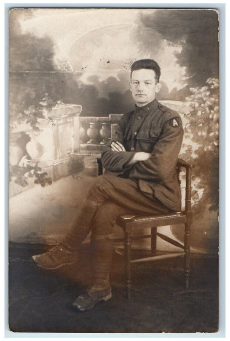 1919 US Soldier Studio Portrait Koblenz Germany RPPC Photo Posted Postcard