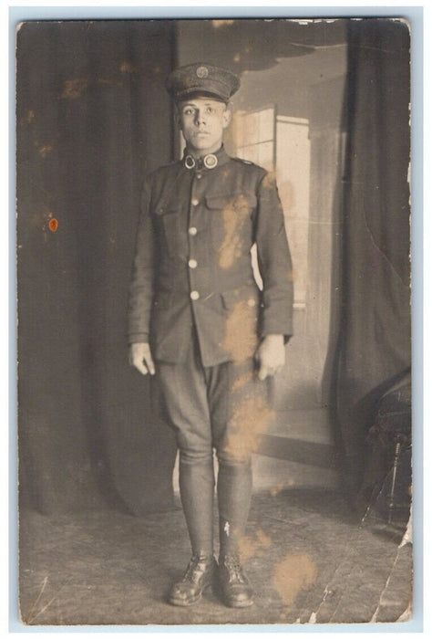 c1918 German Soldier Military Portrait Germany RPPC Photo Unposted Postcard