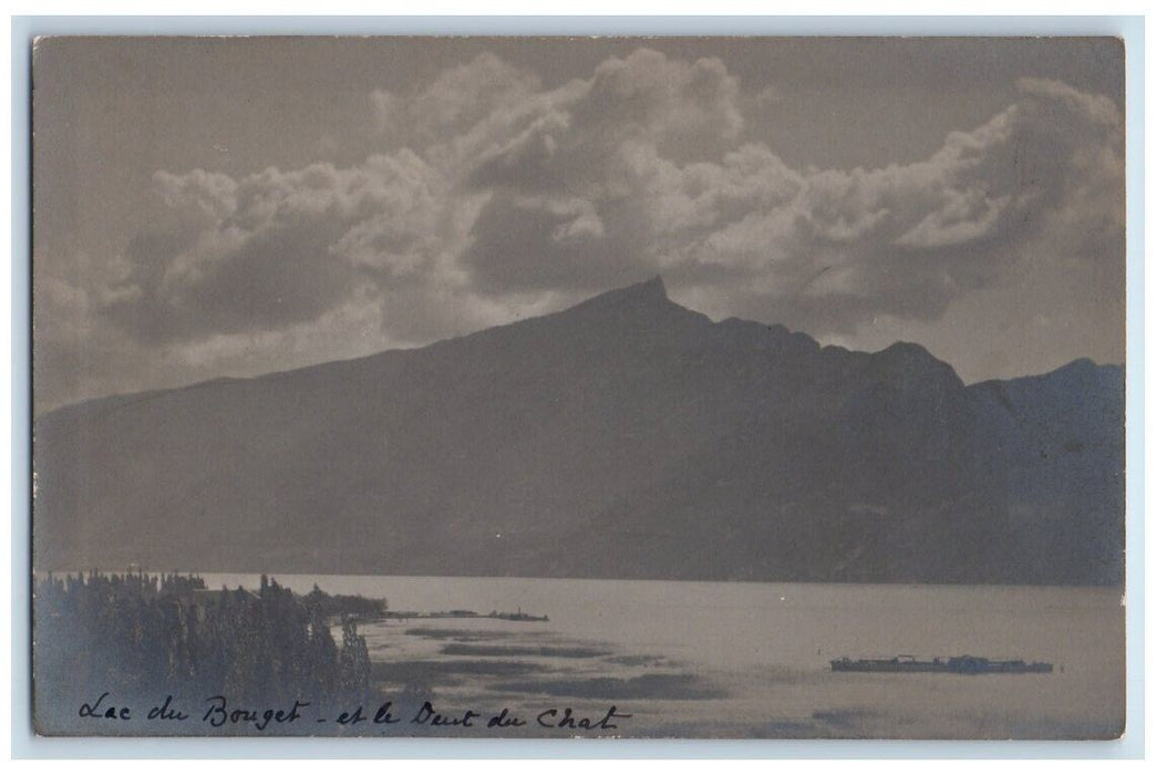 c1920's Lac du Bourget Lake Jura Mountains France RPPC Photo Uposted Postcard