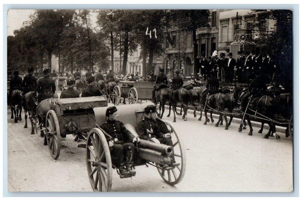 c1914-1918 WWI Military Parade Artillery Gun Germany RPPC Photo Postcard