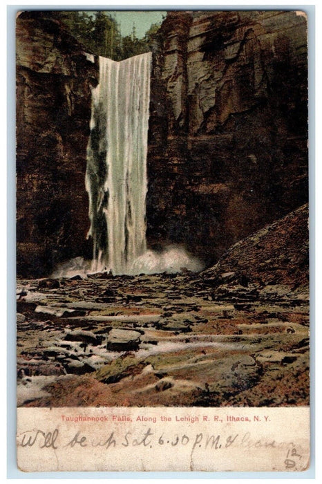 1909 Taughannock Falls Along Lehigh RR Ithaca New York NY, Waterfalls Postcard