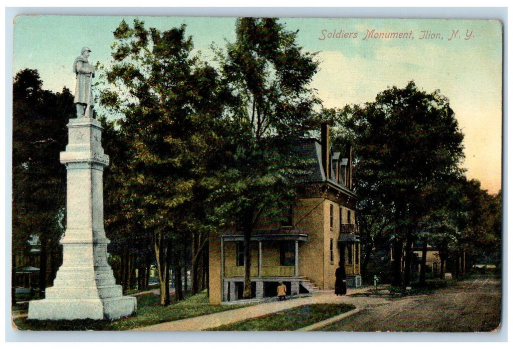 1909 Soldiers Monument Dirt Road Ilion New York NY Posted Antique Postcard