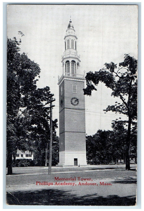 1925 Memorial Tower Phillips Academy Andover Massachusetts MA Postcard