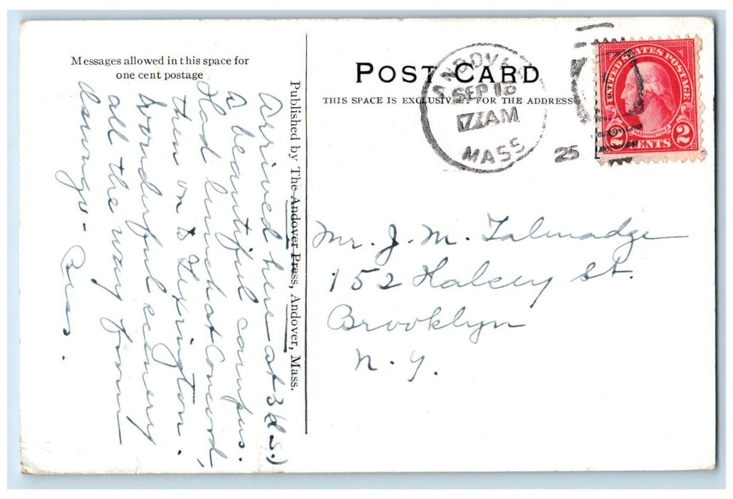 1925 Memorial Tower Phillips Academy Andover Massachusetts MA Postcard