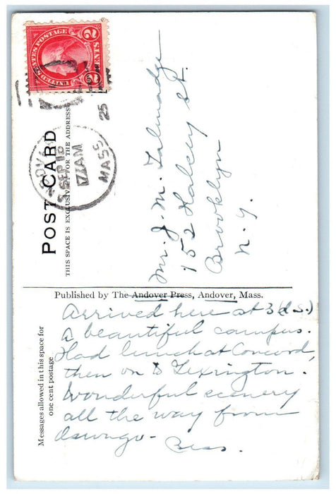 1925 Memorial Tower Phillips Academy Andover Massachusetts MA Postcard
