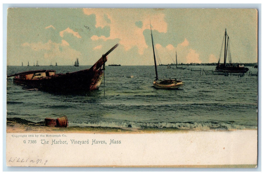 1905 The Harbor Vineyard Haven Massachusetts MA Antique Posted Postcard