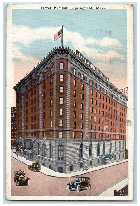 1922 Hotel Kimball Springfield Massachusetts MA Antique Posted Postcard