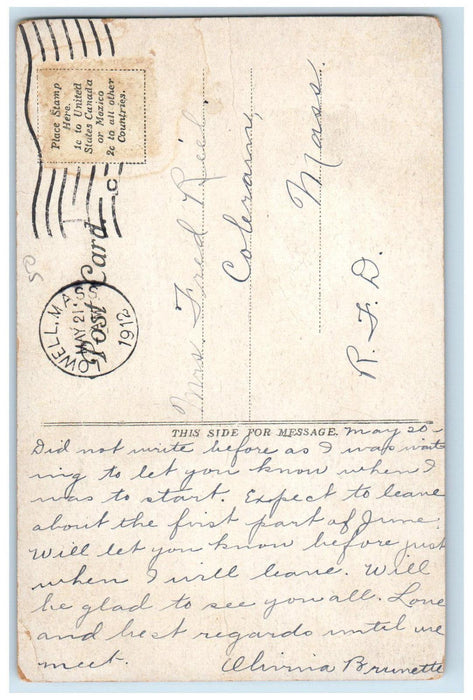 1912 Pawtucket Falls Lowell Massachusetts MA Antique Posted Postcard