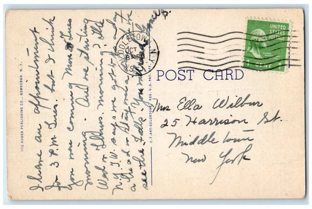 1951 Memorial Junior High School Building Middletown New York NY Posted Postcard