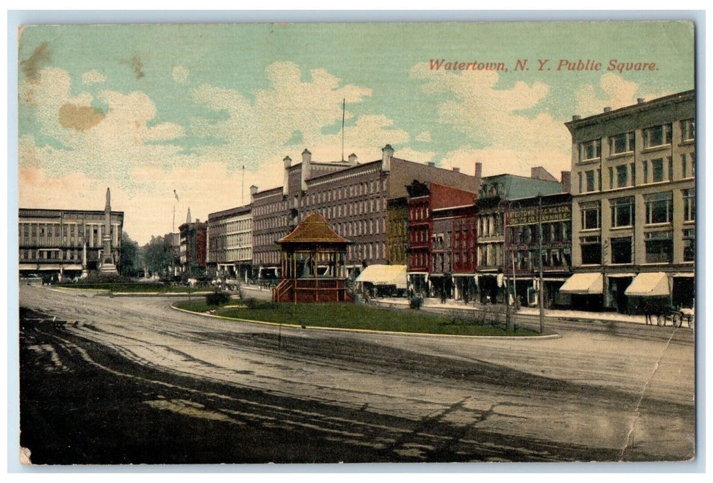 1915 Public Square Pavilion Stores Watertown NY, Philadelphia PA Posted Postcard
