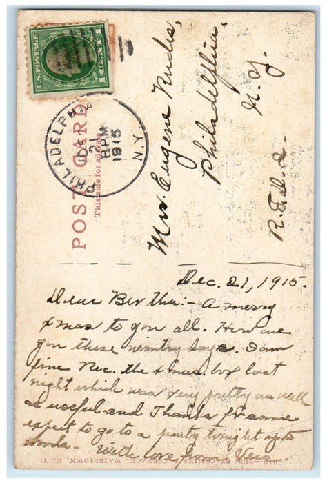 1915 Public Square Pavilion Stores Watertown NY, Philadelphia PA Posted Postcard