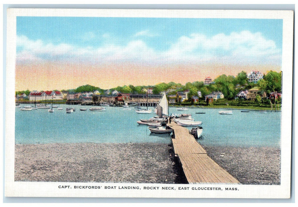 c1930's Capt. Bickfords Boat Landing Rocky Neck East Gloucester MA Postcard