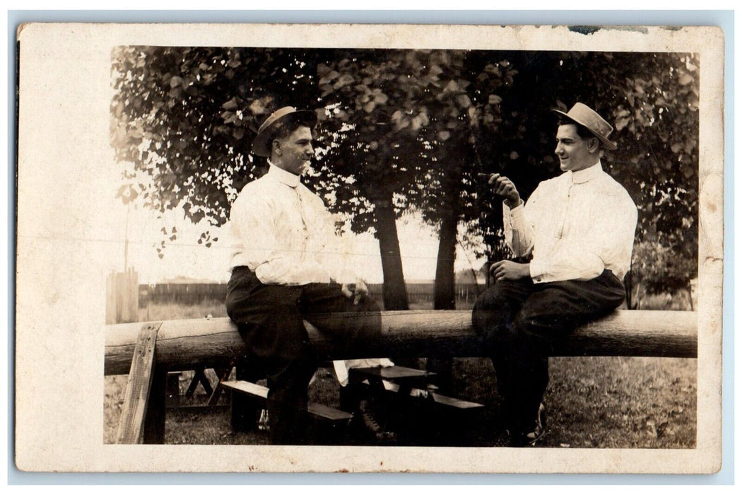 c1910's Man Double Exposure Photoshop RPPC Photo Posted Antique Postcard