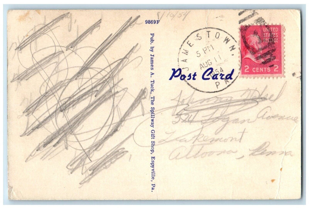 1954 Main Boating Landing Dock Pier Canoe Pymatuning Lake Pennsylvania Postcard