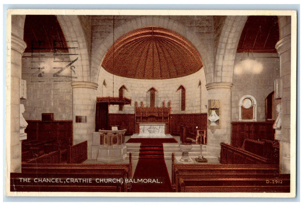 1962 Chancel Crathie Church Balmoral Scotland Valentines Carbo Colour Postcard