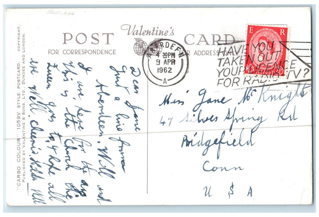 1962 Chancel Crathie Church Balmoral Scotland Valentines Carbo Colour Postcard