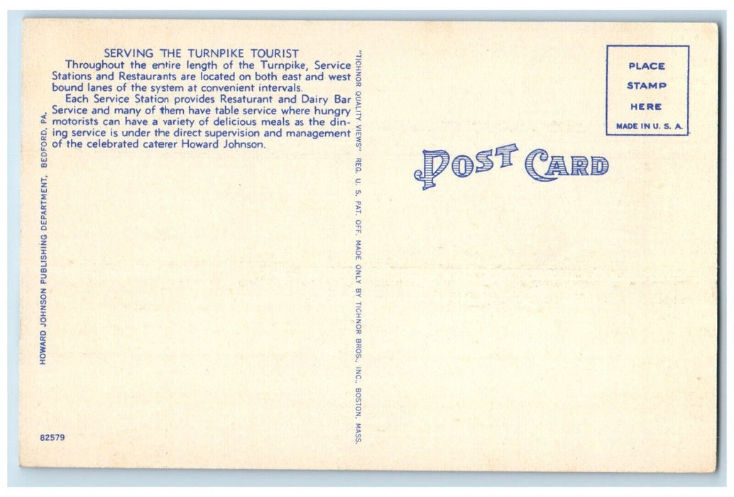 c1940 Gulf Service Station Howard Johnson Restaurant Road Pennsylvania Postcard