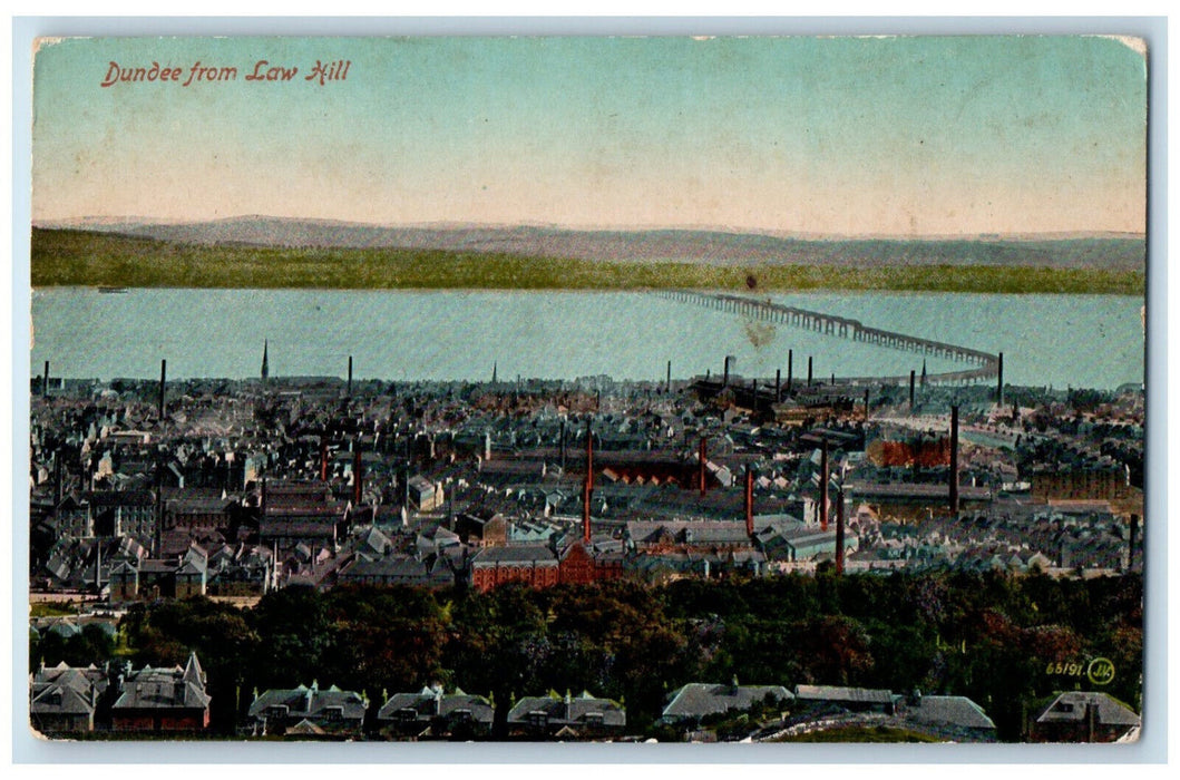 c1910 Bridge Over River Dundee from Law Hill Scotland Valentines Postcard