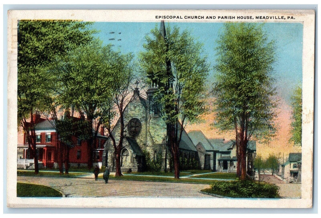 1924 Episcopal Church Parish House Exterior Meadville Pennsylvania PA Postcard