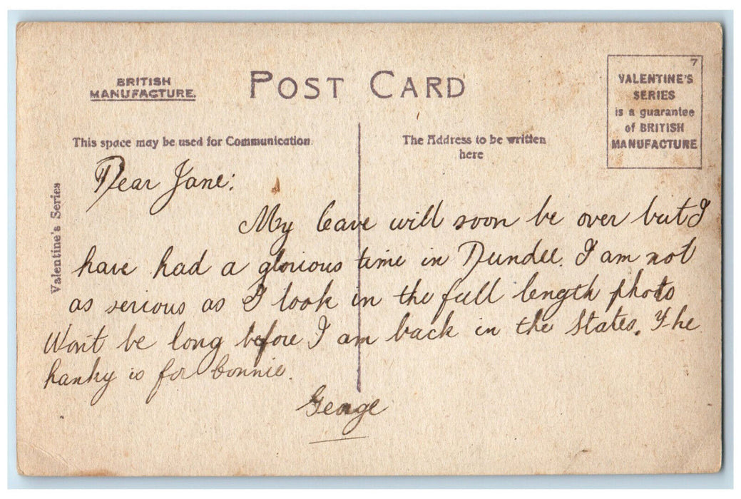 c1910 Mains Castle Near Dundee Scotland Antique Valentines Series Postcard