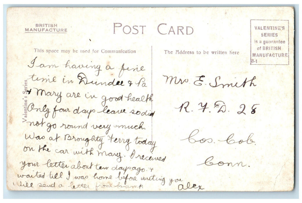 c1910 Albert Institute Dundee Scotland Antique Valentines Series Postcard