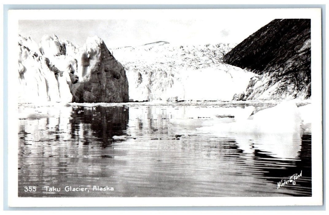 c1940's View Of Taku Glacier Alaska AK RPPC Photo Unposted Vintage Postcard