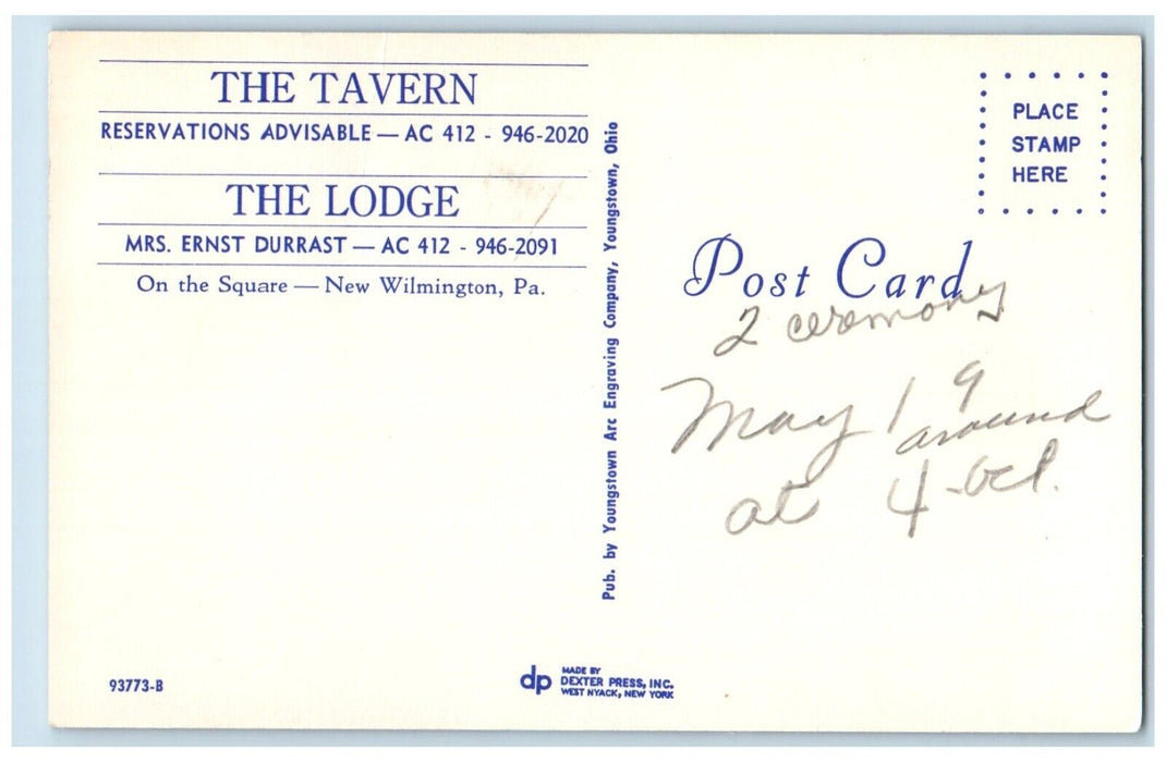 c1960 The Taverns Lodge Exterior Building New Wilmington Pennsylvania Postcard